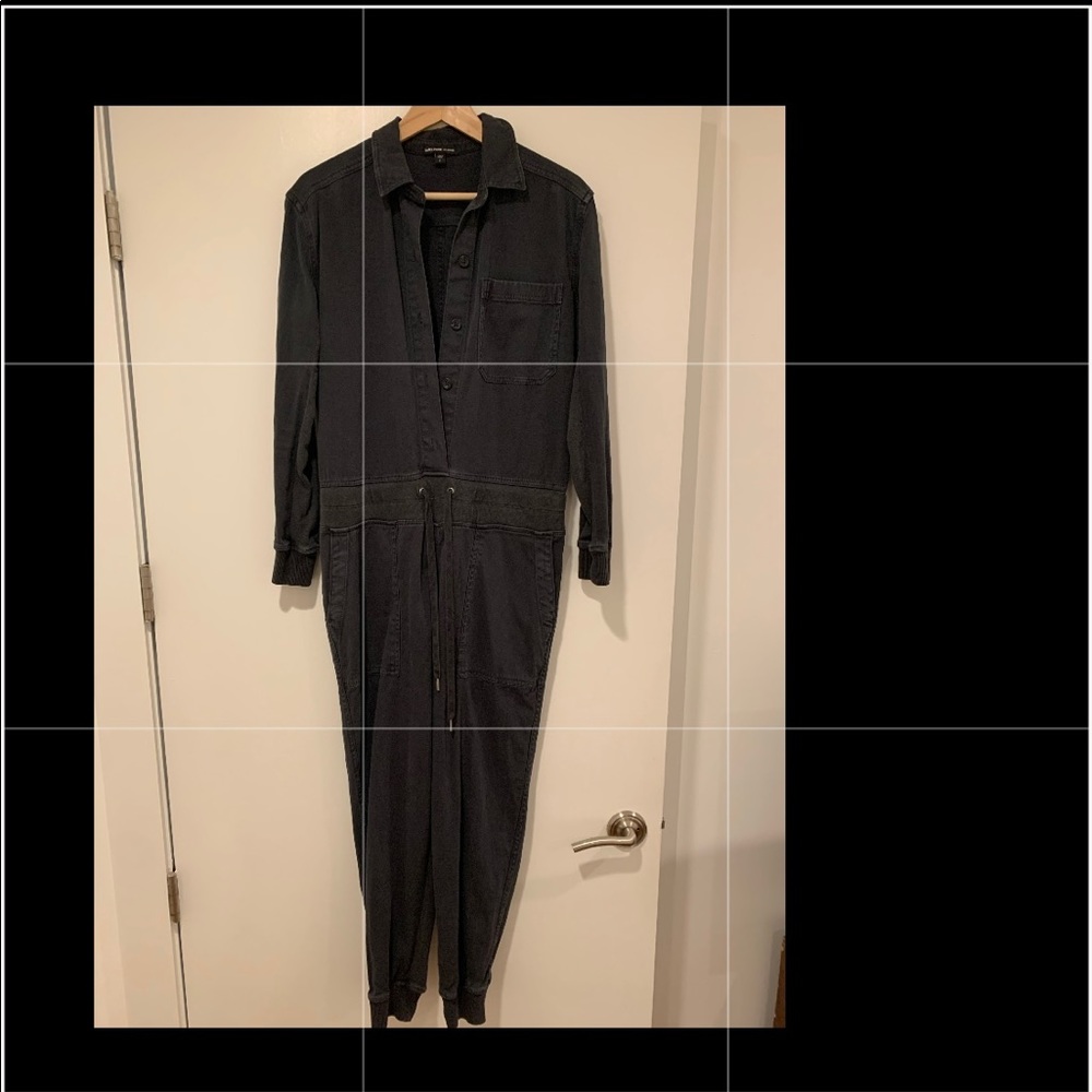 James Perse mixed media jumpsuit in black
